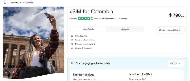 Get a Holafly eSIM for Colombia from $7.90