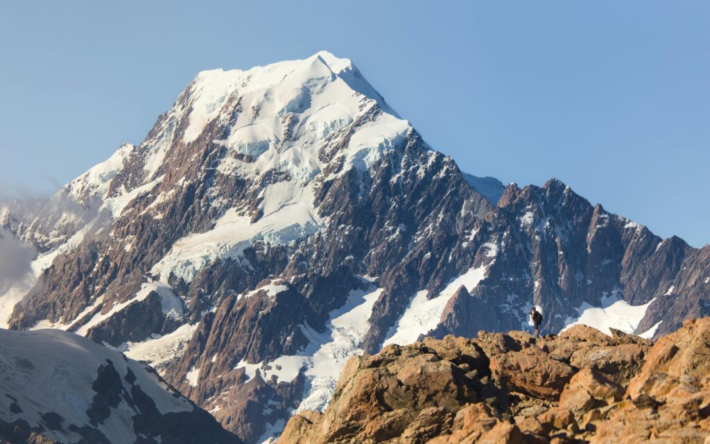 Mount Cook’s summit on a sunny day