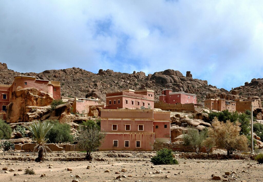 Part of the Tafraoute town, where the Almond Festival is celebrated