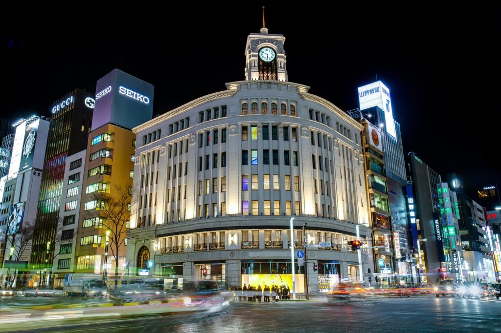 The Clock Tower at the Ginza Wako Building; Source: Pixabay