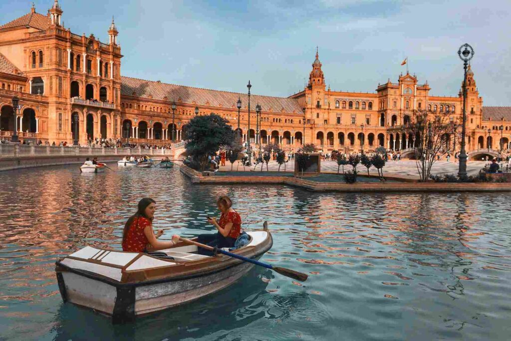 Tourists on a boat in Seville