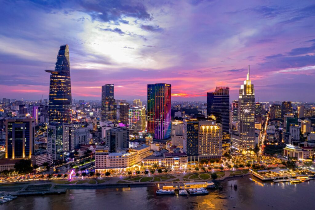 The skyline of Ho Chi Minh City at night