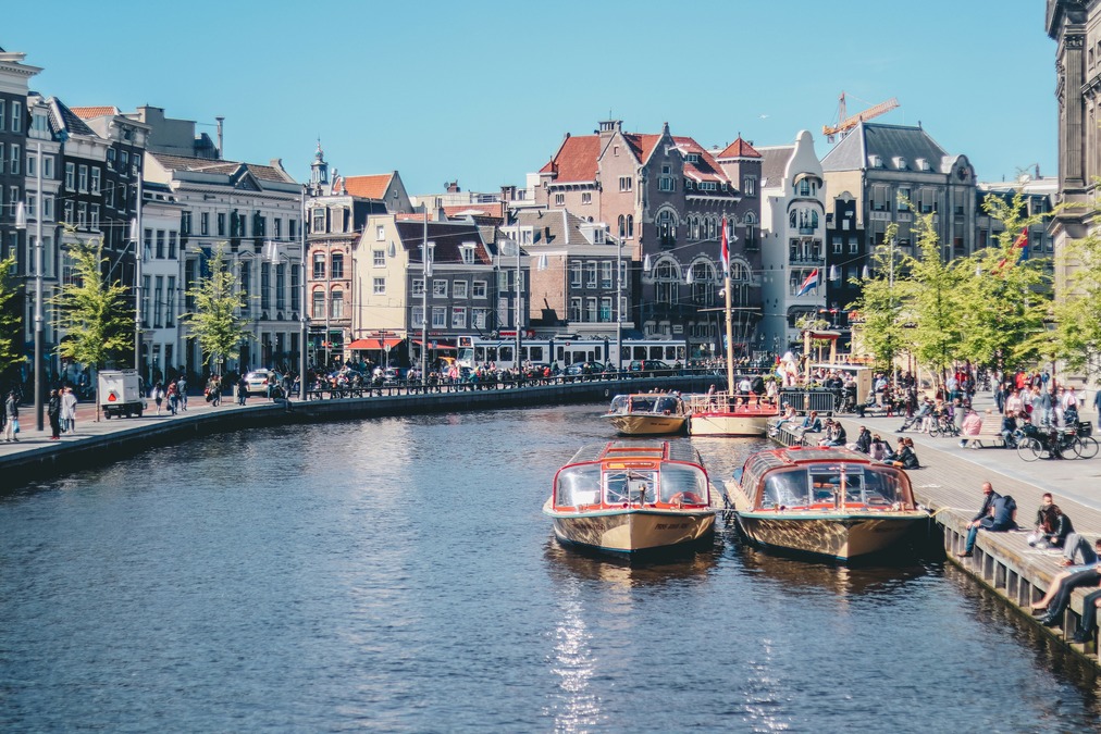 Amsterdam canals in the summer