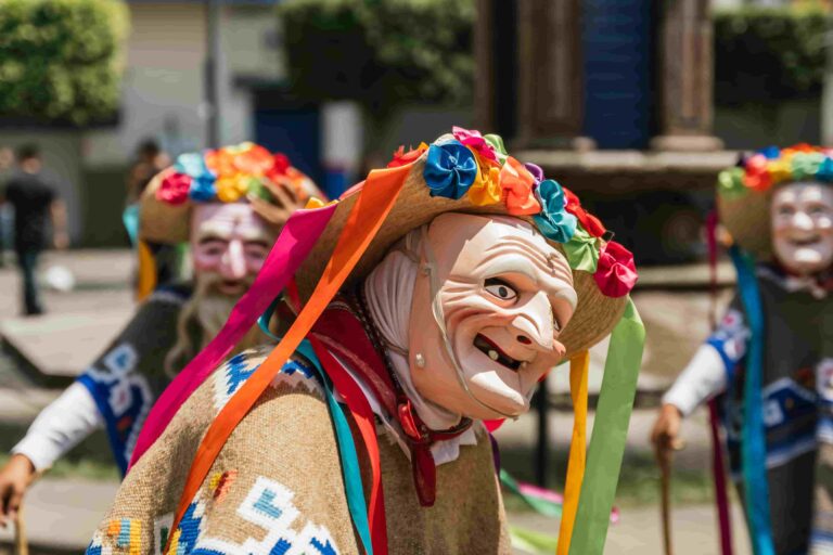locals dressed with traditional costumes celebrating the carnival