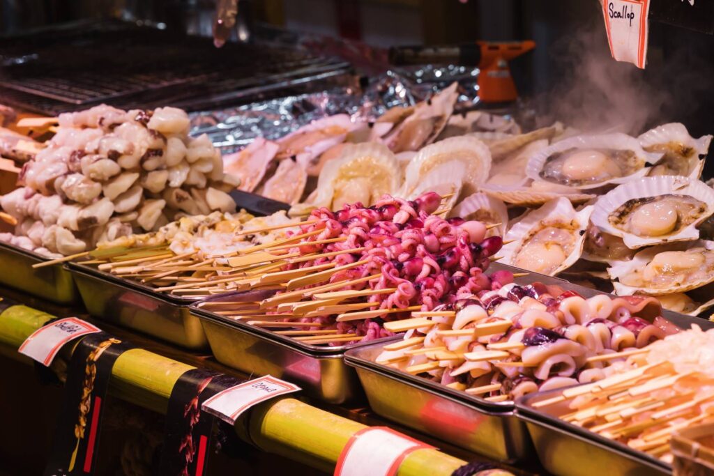 different types of street food in tokyo