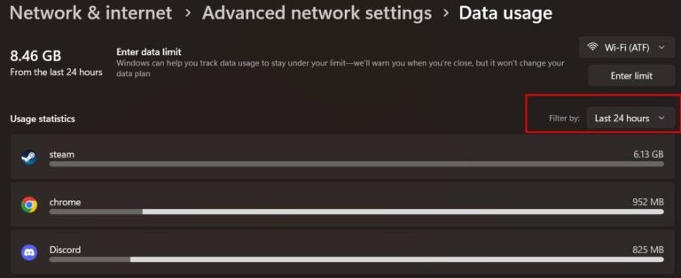 How to check Discord data usage on a PC