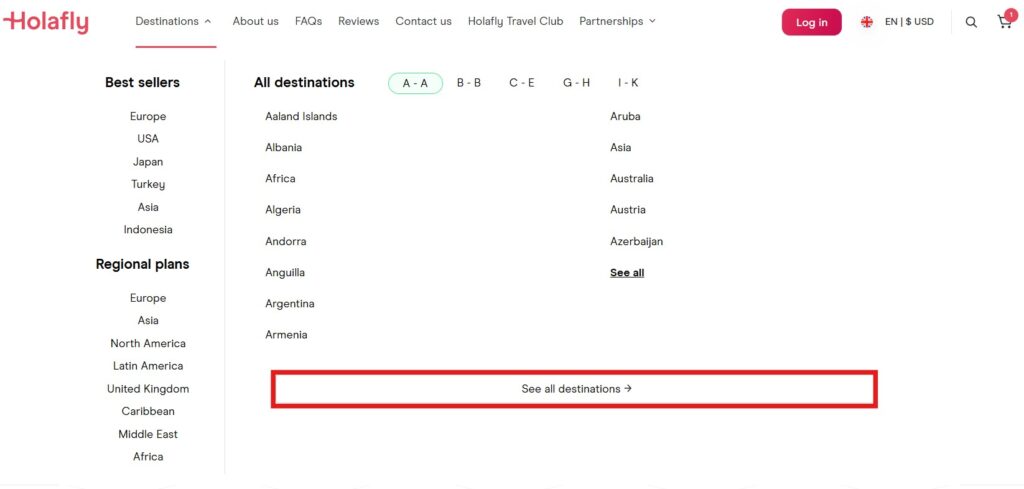 holafly see all destinations