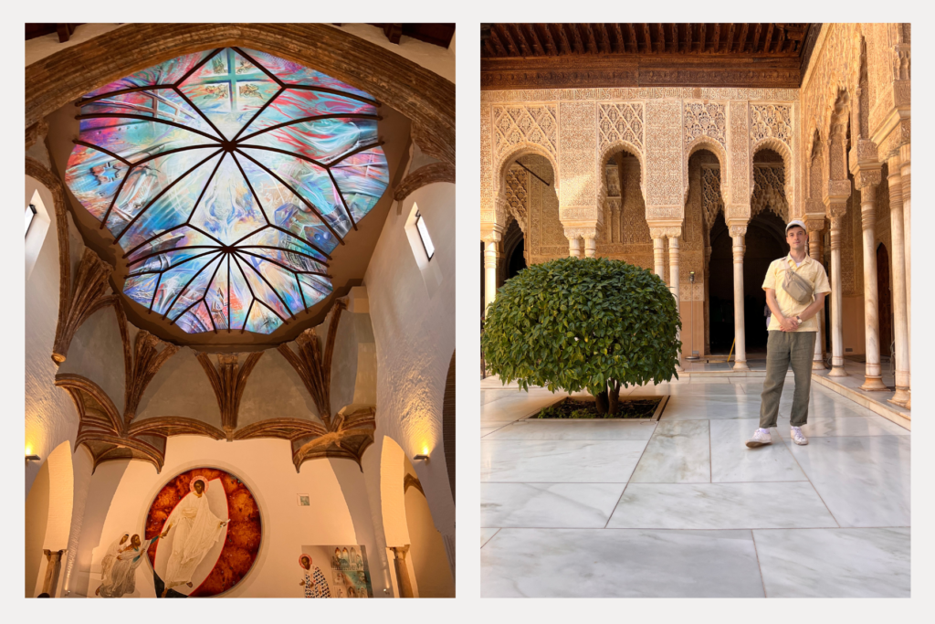 Granada is stunning! Fall in love with its architecture and history, I know I did. Right: Inside the Alhambra. 