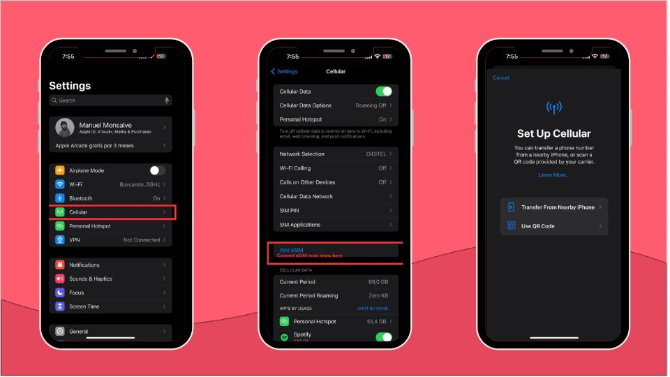 Steps to activate eSIM in iPhone