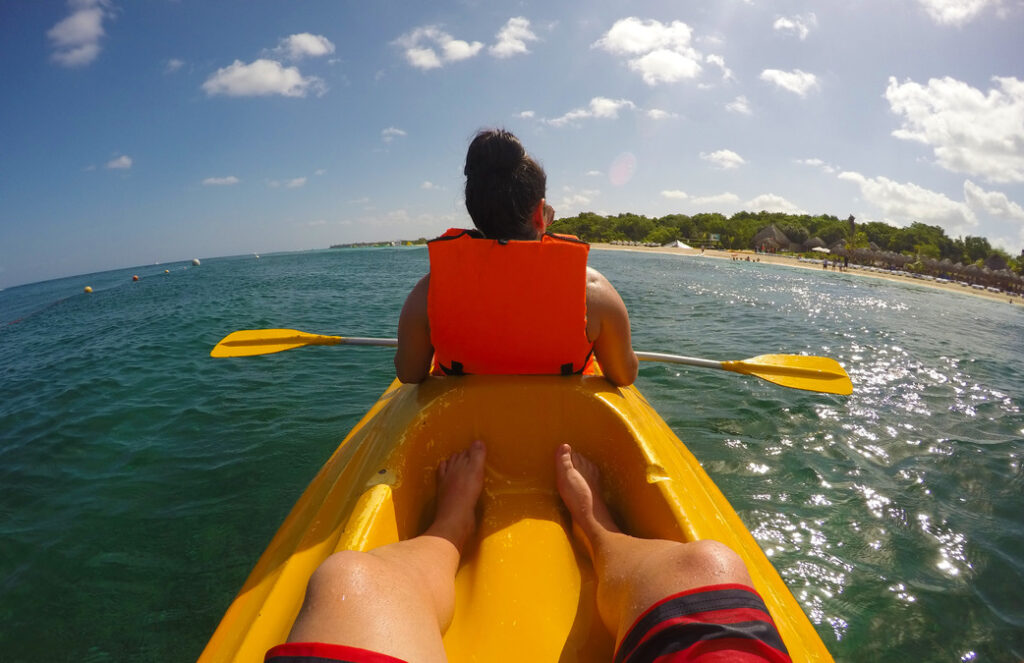 kayaking in playa mia grand beach park's waters