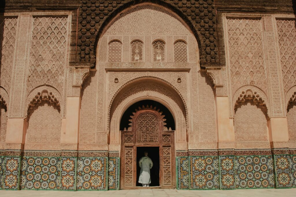 A local visiting a Moroccan mosque during Ramadan
