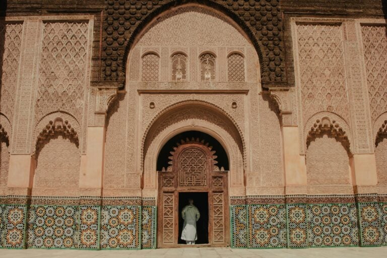 A local visiting a Moroccan mosque during Ramadan