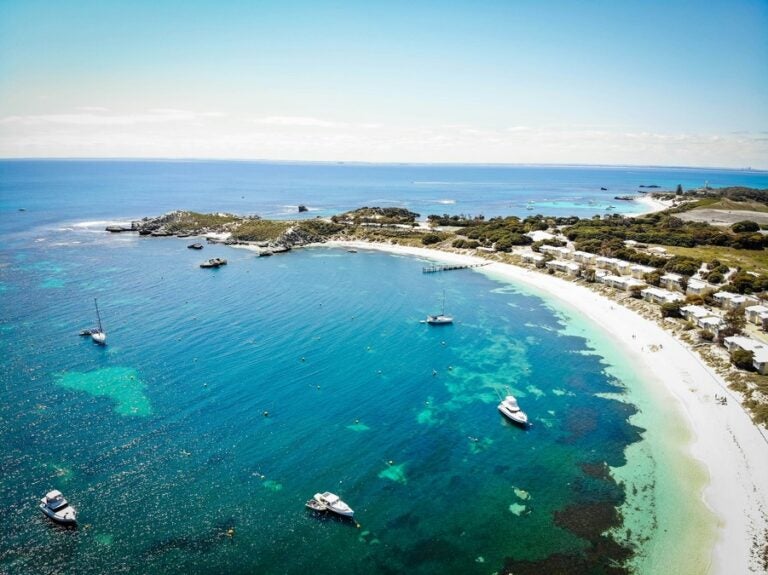 Yachts and sailboats parked in the waters of Rottnest Island
