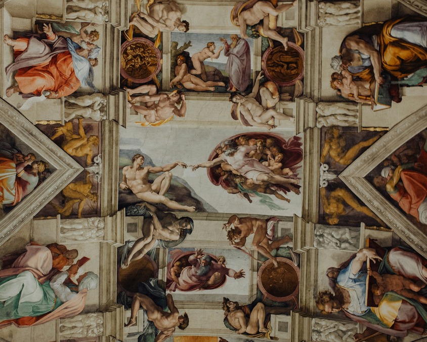 The SIstine Chapel ceiling by Michelangelo in Italy