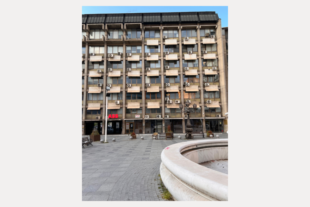 A photo of the Brutalist architecture the city is famous for that I snapped on a walking tour.