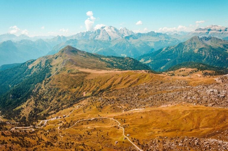 sloping hills of the Dolomites in Italy