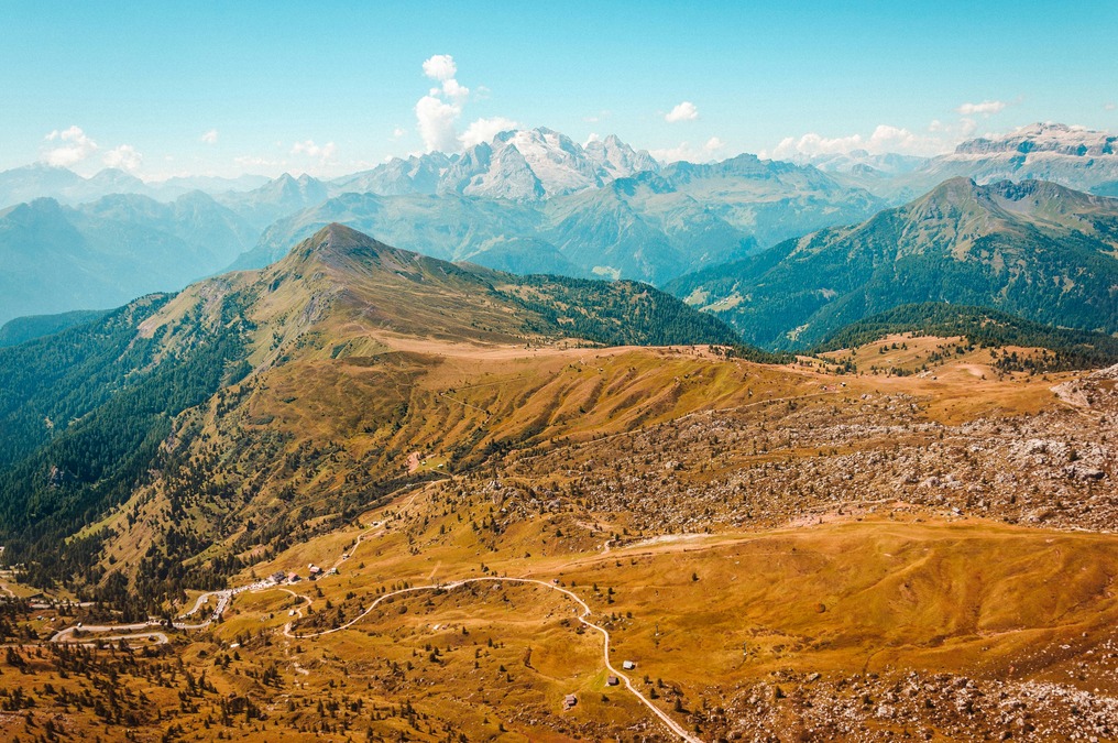 sloping hills of the Dolomites in Italy