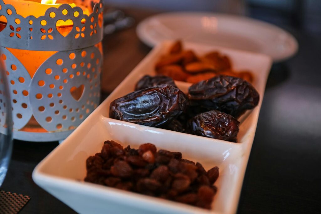 Raisins, dates, and nuts are part of what’s eaten during Eid al-Fitr