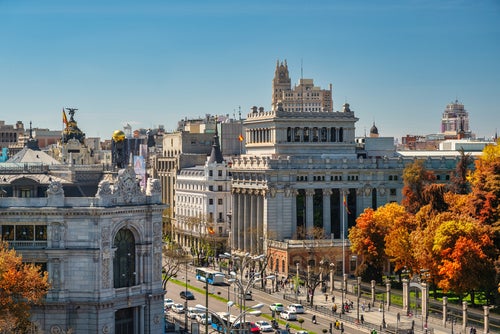 Alcala street Madrid in autumn