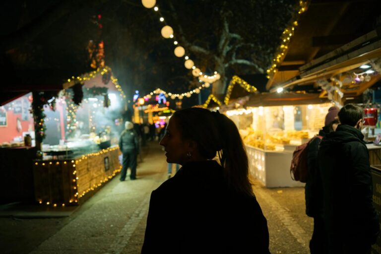 A person takes in the scenes in the center of the Budapest Christmas markets.