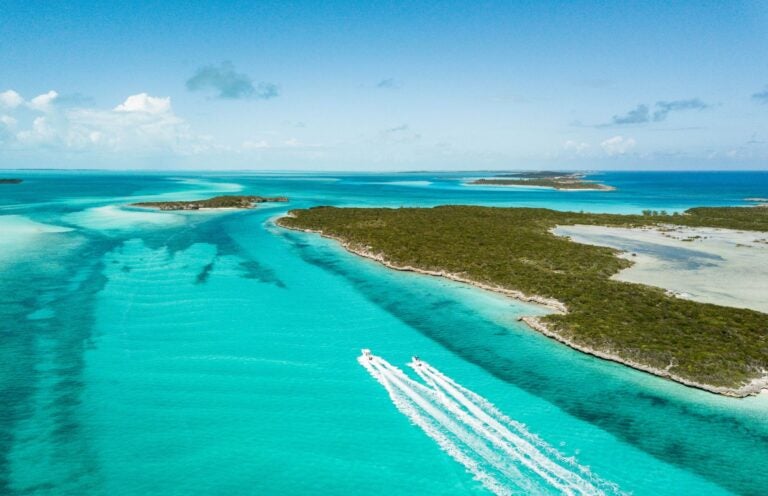 Aerial view of the Exuma islands, Bahamas
