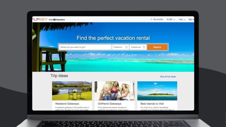 Screenshot of the FlipKey website on a laptop