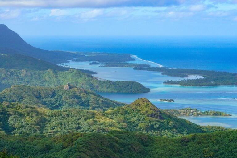 Huahine Island, French Polynesia from the air.