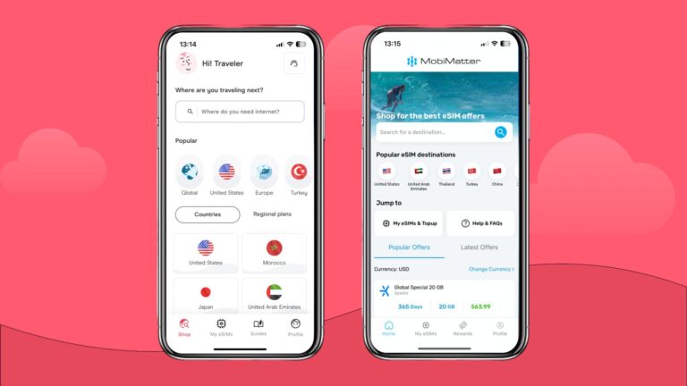 Holafly and MobiMatter app home screens