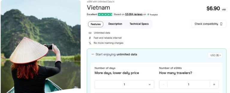 eSIM unlimited data in Vietnam