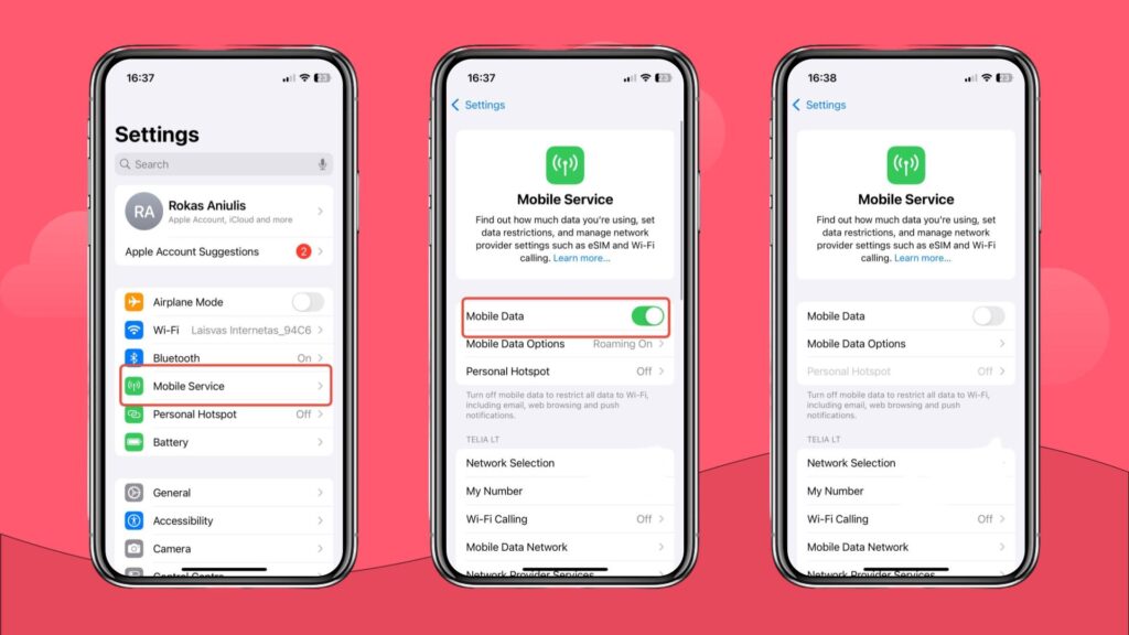 How to turn off mobile data on iOS