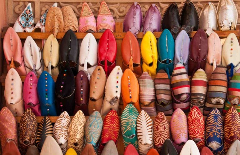 colourful moroccan leather slippers babouches