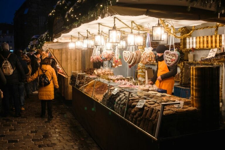 A stall selling baked goods in Nuremburg.