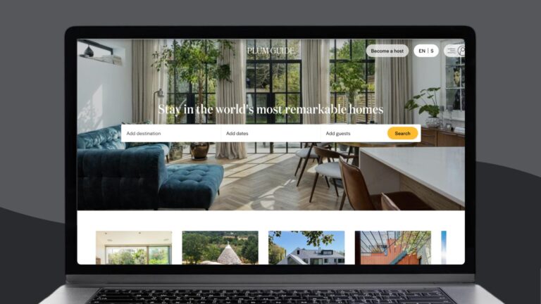 Screenshot of the Plum Guide website on a laptop