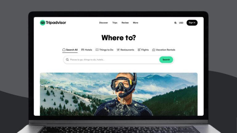 Screenshot of the TripAdvisor website on a laptop