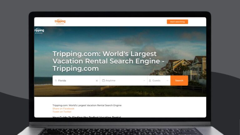 Screenshot of the Tripping website on a laptop