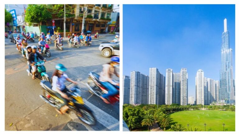 Vietnamese mix of new city and jungle in the city.