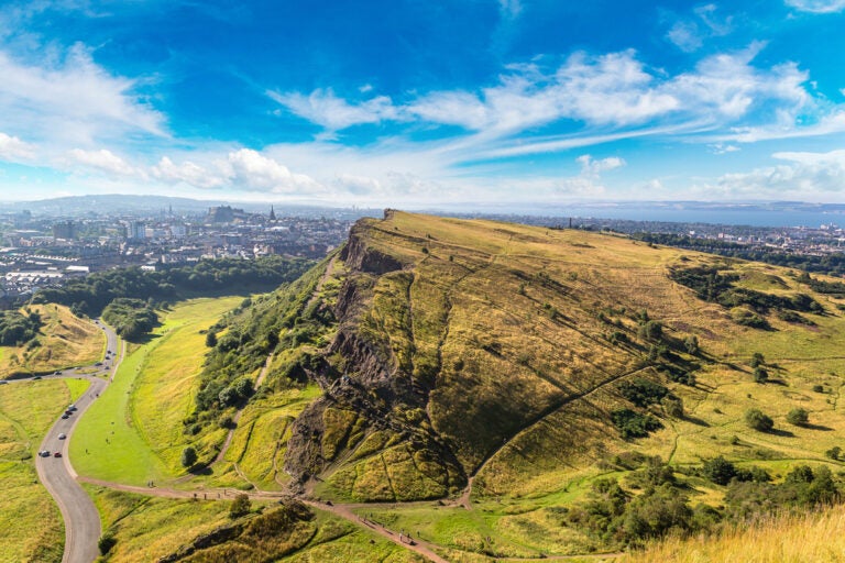 Green hill overlooking Edinburgh's picturesque landscape