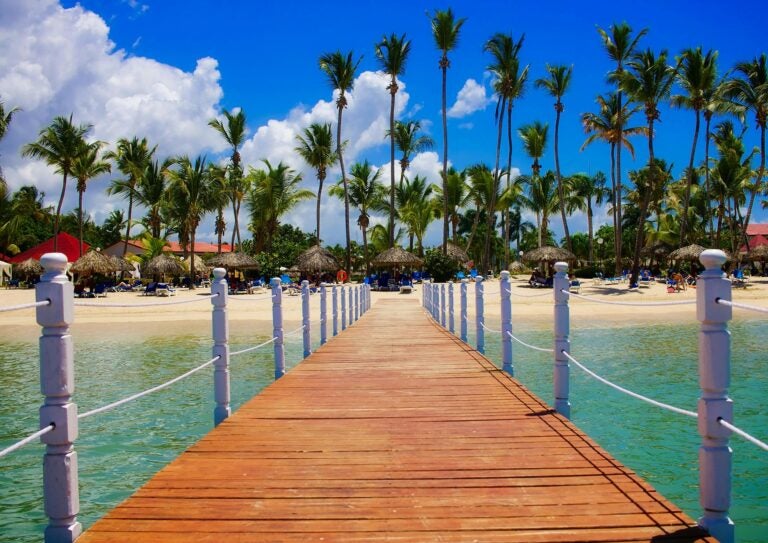 A walkway onto the beach in Punta Cana.