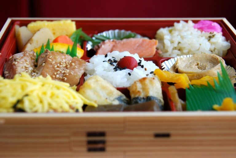 A bento box filled with Japanese delicacies 