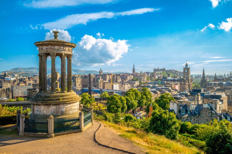 Breathtaking vistas of Edinburgh from
a monument on Calton Hill