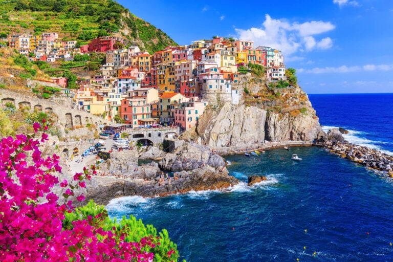 Manarola village in Cinque Terre seen from a nearb