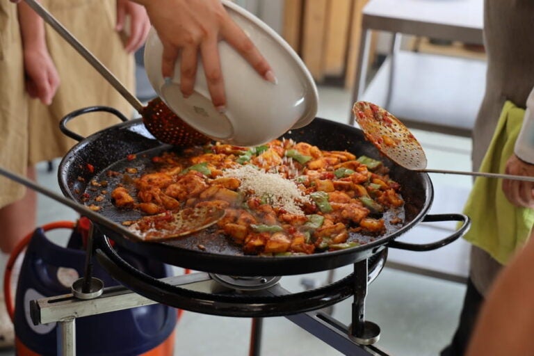 cooking seafood paella in barcelona