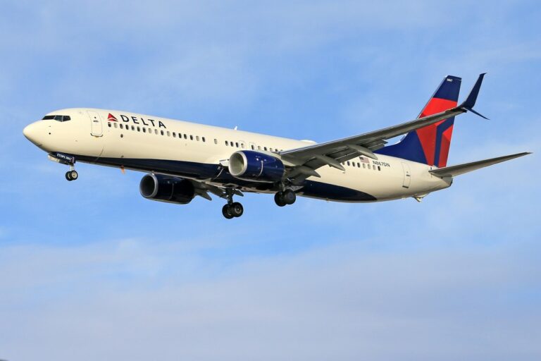 a delta airline plane in the sky
