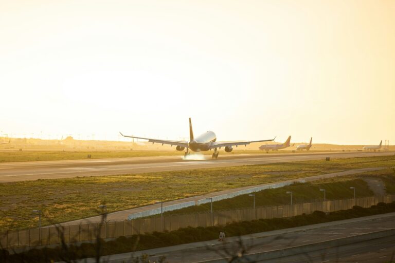Plane taking off in LAX Airport from the Flight Path Museum and Learning Center 