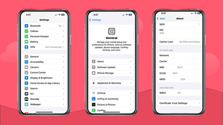 how to find the iphone imei phone number on settings