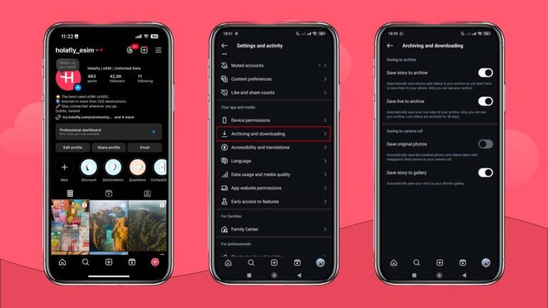 how to deactivate the downloading and archiving features on instagram
