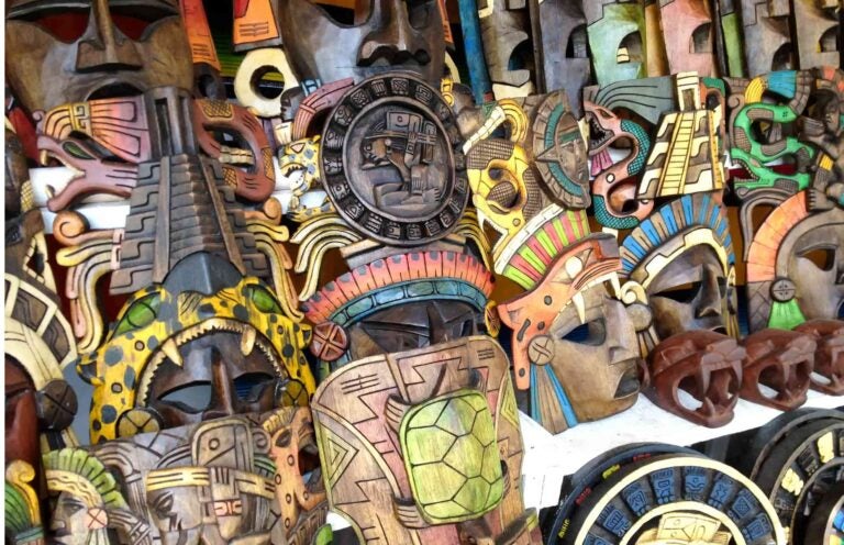 Mayan and Aztec wooden masks