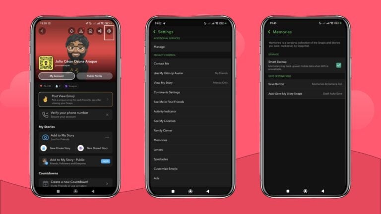 memories option on snapchat