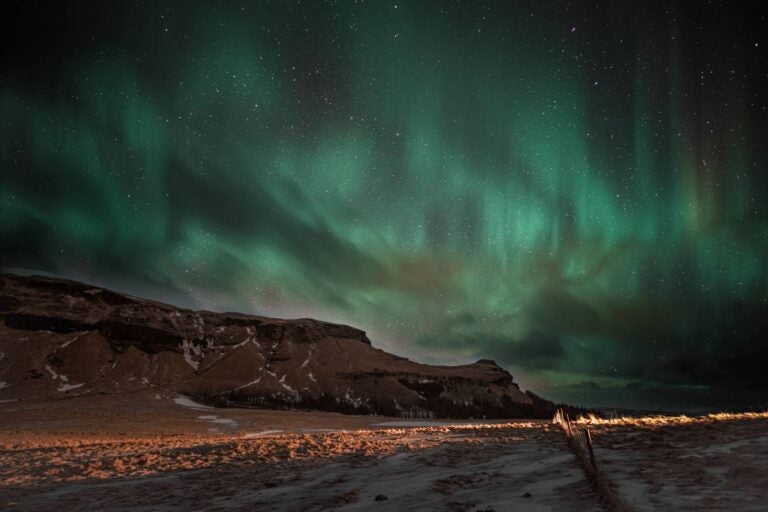 Northern lights seen from Reykjavik’s countryside