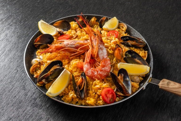 Valencian seafood paella
